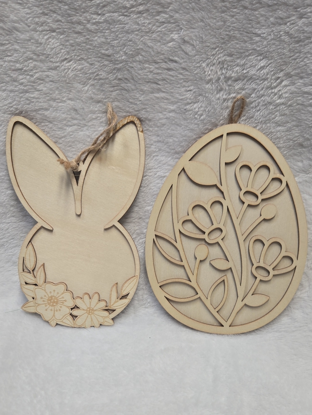 🌞Make Market 2pack  Neutral Wood Bunny & Egg Hanging Ornaments
